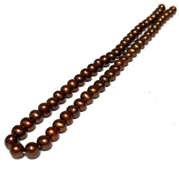 Fabulous 7.5 -8mm Multi Brown Bronze Color Round Pearl 16" Strand