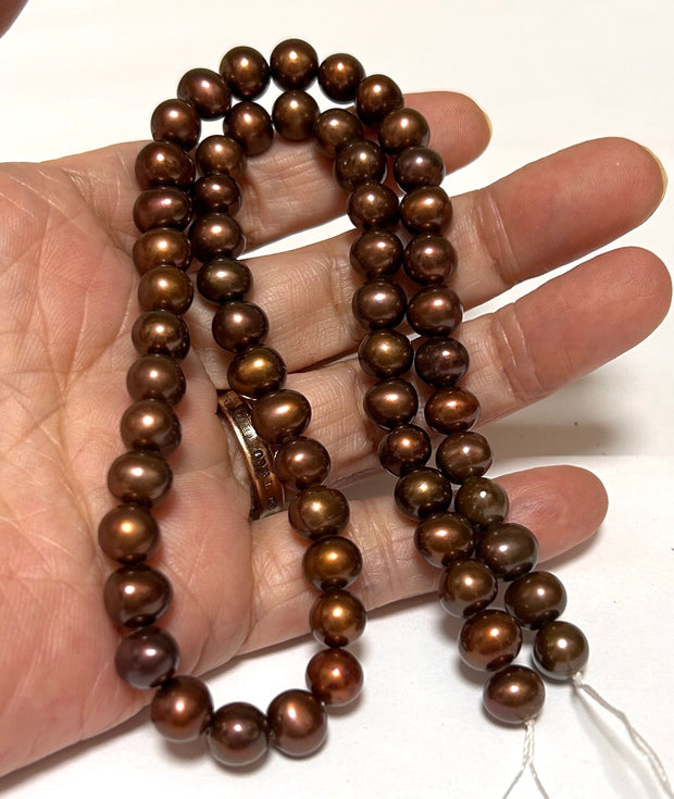 Fabulous 7.5 -8mm Multi Brown Bronze Color Round Pearl 16" Strand