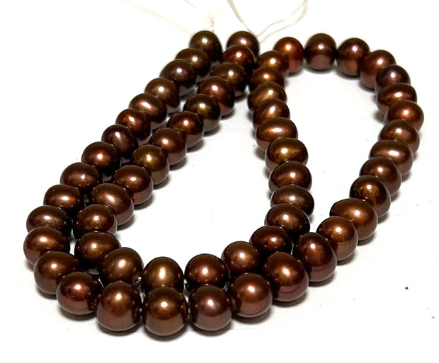 Fabulous 7.5 -8mm Multi Brown Bronze Color Round Pearl 16" Strand