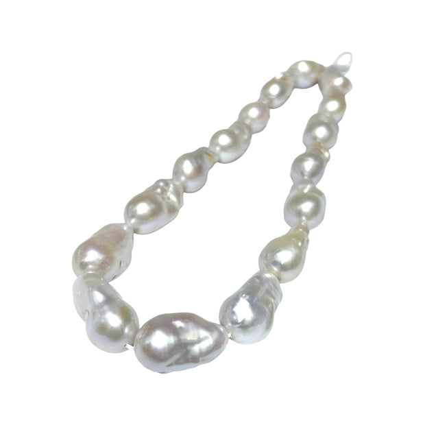 4A+ Baroque 15 - 28mm Natural White a Hints Pink Keshi Pearl Necklace