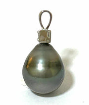 Oval 11.1 x 12.8mm Tahitian Sea Natural Peacock Gray Green Pearl Penda100% Genuine and Authentic! Gorgeous Oval Drop 11.1 x 12.8mm Tahitian South Sea  Natural Peacock Gray Green Overtone Cultured Pearl Handmade Pendant / Best Gift For Charms & PendantsFine JewelryThe Fine Pearls Jewelry8mm Tahitian Sea Natural Peacock Gray Green Pearl Pendant