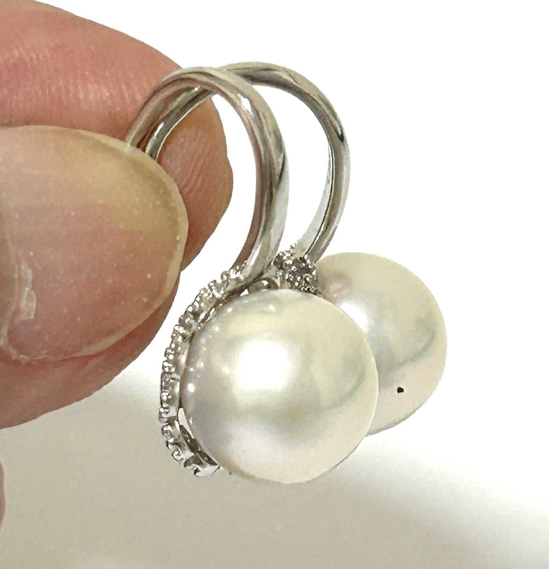 5A 10 - 10.5mm Edison Purple Brown Round Pearl Cocktail Ring Size 8
