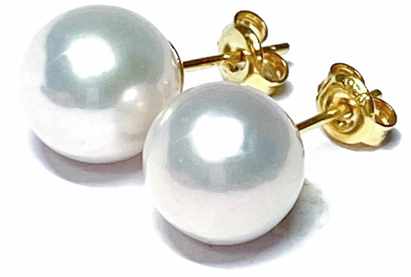 5A Classic 10 - 10.5mm Natural White Round Edison Pearl Stud Earrings