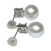 Round 9-9.5mm Natural White Edison Cultured Pearl Stud Earrings