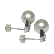 Round 9-9.5mm Natural White Edison Cultured Pearl Stud Earrings