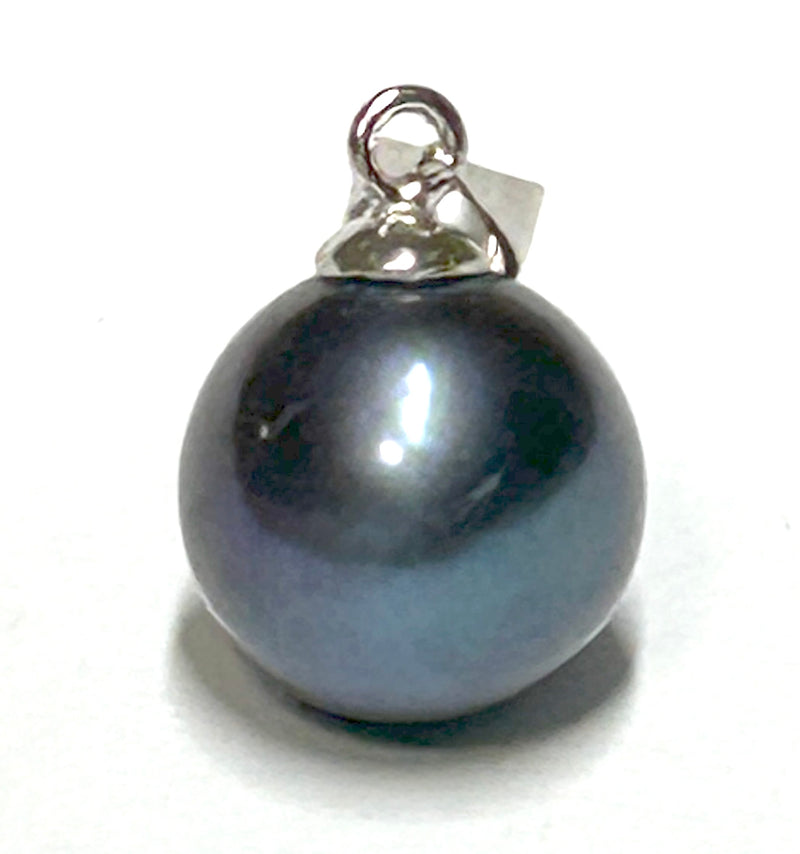 5A 11mm Peacock Black Blue Round Cultured Edison Pearl Pendant
