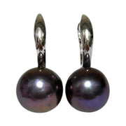 Delicate 10 - 10.5mm Edison Purple Black Pinkish Pearl Clip-On Earrings