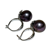 Purple Black 10 - 10.5 mm Round Edison Cultured Pearl Earrings (Copy)