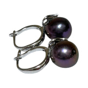 Delicate 10 - 10.5mm Edison Purple Black Pinkish Pearl Clip-On Earrings