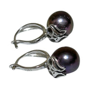 Delicate 10 - 10.5mm Edison Purple Black Pinkish Pearl Clip-On Earrings