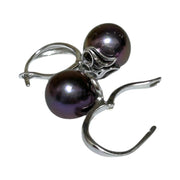 Delicate 10 - 10.5mm Edison Purple Black Pinkish Pearl Clip-On Earrings