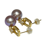 Best Gift 10 - 10.5mm Edison Lavender Purple Round Pearl Dangle Earrings