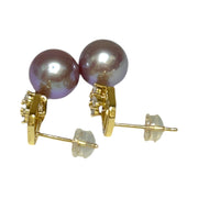 Best Gift 10 - 10.5mm Edison Lavender Purple Round Pearl Dangle Earrings