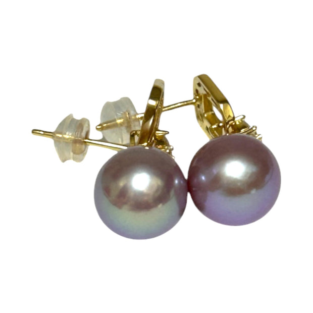 Best Gift 10 - 10.5mm Edison Lavender Purple Round Pearl Dangle Earrings