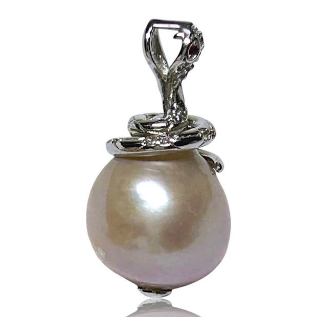 5A Round 12.2mm Edison Lavender Purple Pink Cultured Pearl Pendant