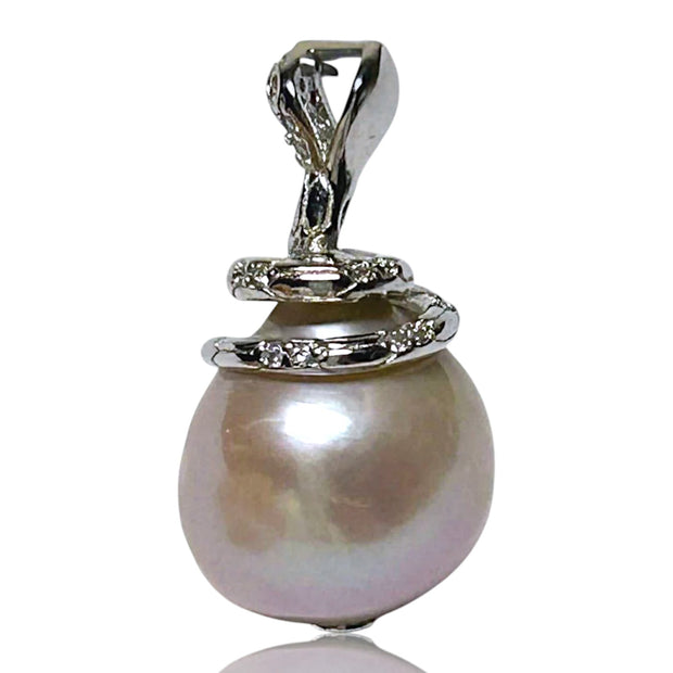 5A Round 12.2mm Edison Lavender Purple Pink Cultured Pearl Pendant