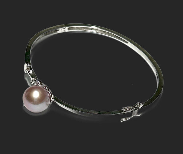 Gorgeous 10 - 10.5mm Purple Lavender Edison Round Pearl 7 - 7.5" BanglGorgeous Natural Purple Lavender Round 10 - 10.5mm Edison Cultured Excellent High Luster Pearl 7 - 7.5" 925 Sterling Silver 18K Gold Bangle / Best Gift For HerPEARL Bangles and BraceletsFine JewelryThe Fine Pearls Jewelry5mm Purple Lavender Edison Round Pearl 7 - 7