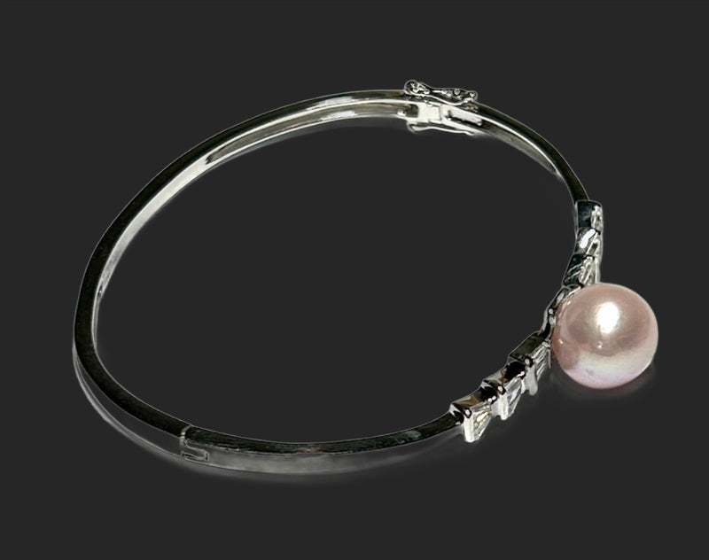 Superb 10.5 Natural Pink Edison Cultured Round Pearl 7 - 7.5" Bangle