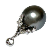 Oval 13 x 15.5mm Tahitian Sea Peacock Black Green Giant Pearl Pendant