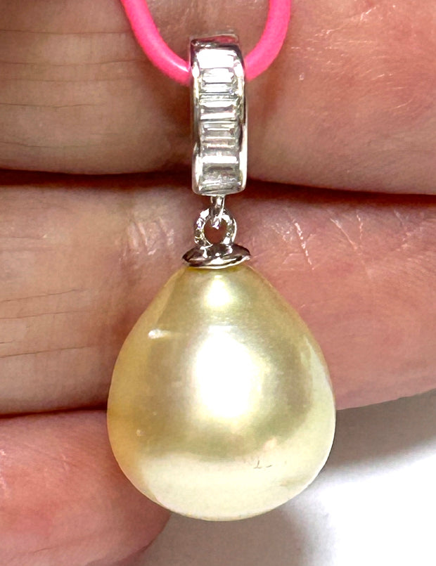 Huge 11.6 x 13.6mm Natural Champagne South Sea Pearl Pendant