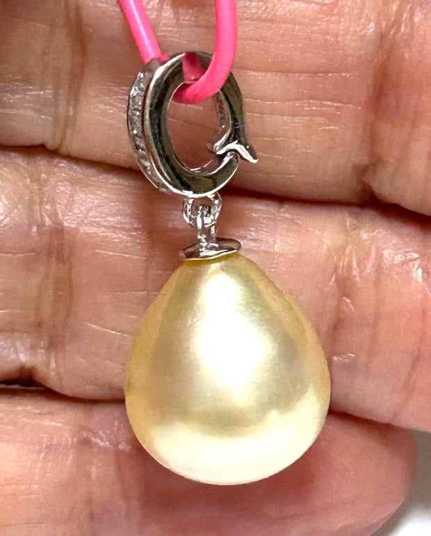 Huge 11.6 x 13.6mm Natural Champagne South Sea Pearl Pendant