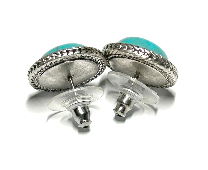 12mm Round Natural Blue Green Turquoise Beads Stud Earrings