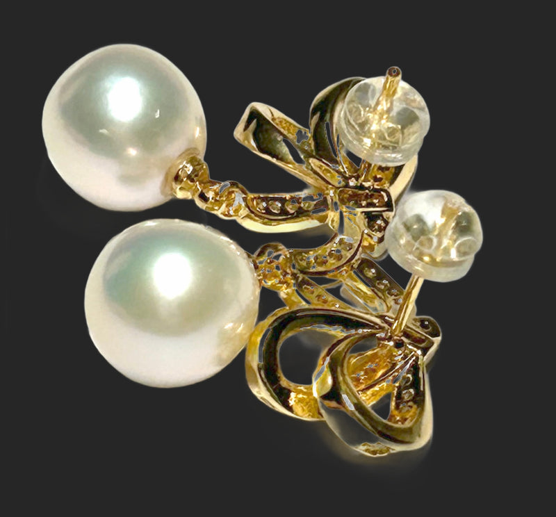 5A Gradings 10.5mm White Round Edison Cultured Pearl Dangle Earrings