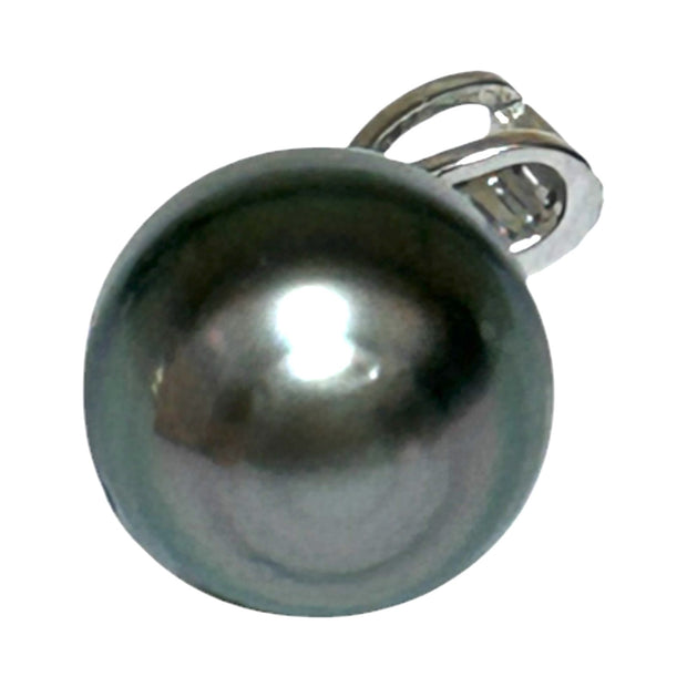 Oval 11.3 x 13.3mm Tahitian Natural Peacock Black Green Pearl Pendant