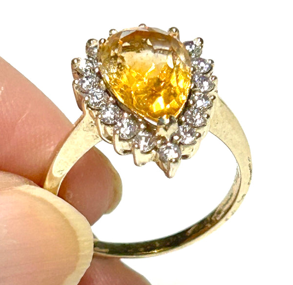 Natural 2.88 Carats 8.2 x 13mm Citrine Yellow Color Pear Shape Ring S 7