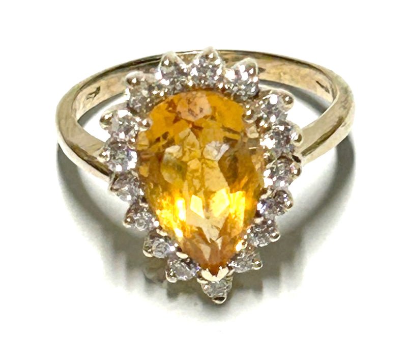 Natural 2.88 Carats 8.2 x 13mm Citrine Yellow Color Pear Shape Ring S 7