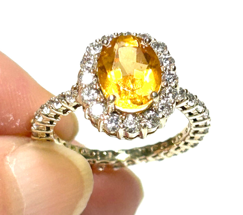 Elegant Natural 2.2 Carat 7 x 9mm Citrine Yellow Color Oval Ring Size 6