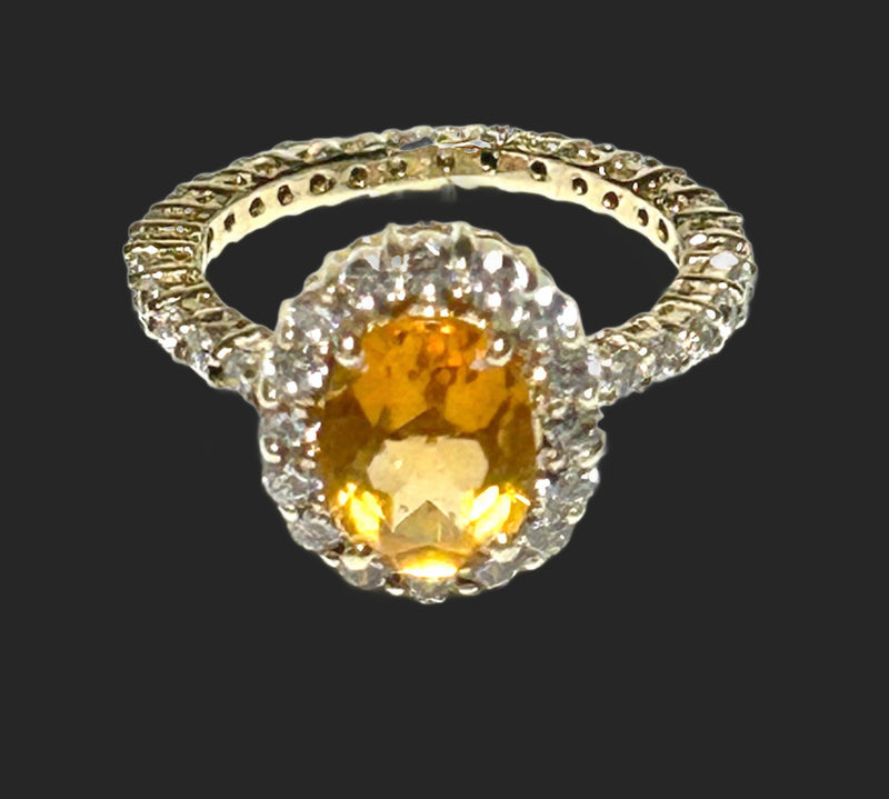 Elegant Natural 2.2 Carat 7 x 9mm Citrine Yellow Color Oval Ring Size 6