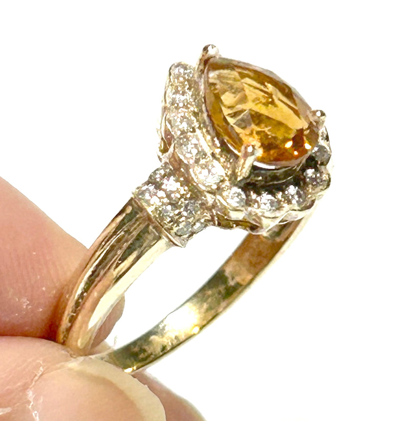 Natural 2.1 Carat 6.5 x 8.5mm Citrine Yellow Pear Shape Ring Size 7