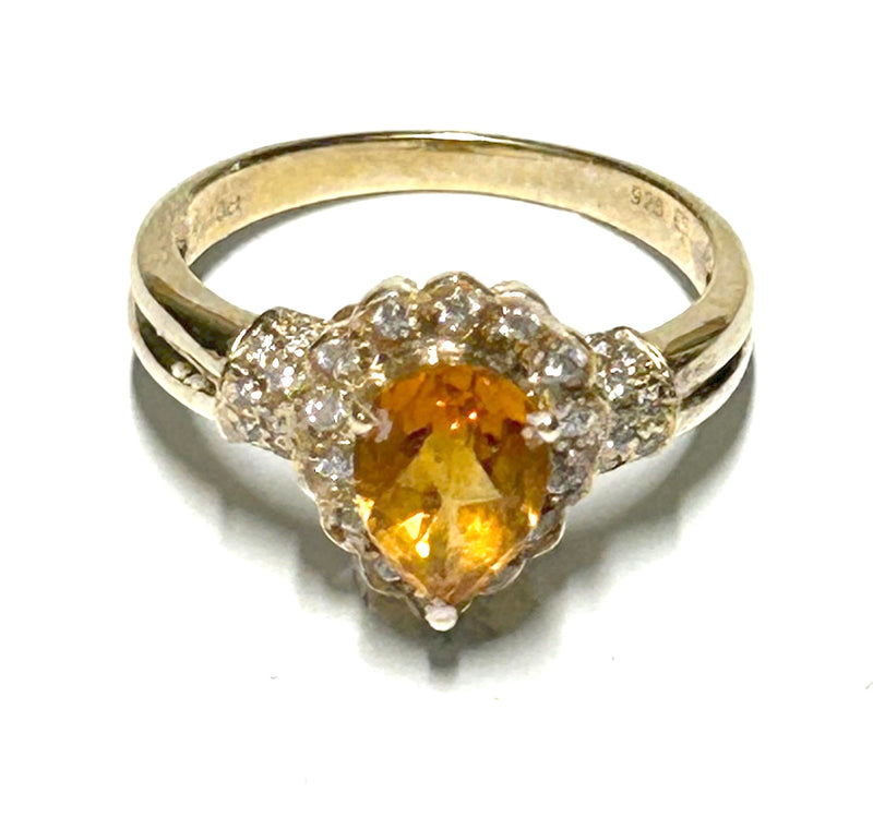Natural 2.1 Carat 6.5 x 8.5mm Citrine Yellow Pear Shape Ring Size 7