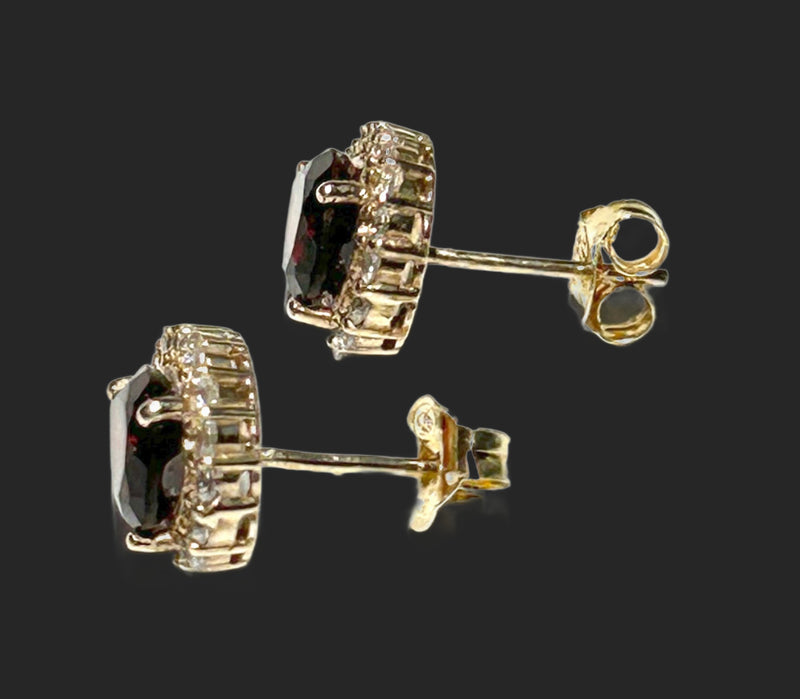 Natural 3.2 Carats 7 x 8.5mm Pear Garnet Blood Red Color Stud Earrings