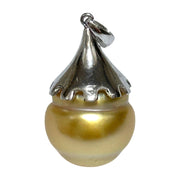 Iridescent 13.2 x 14.3mm Natural Rich Gold South Sea Pearl Pendant