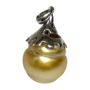 Iridescent 13.2 x 14.3mm Natural Rich Gold South Sea Pearl Pendant