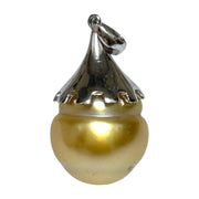 Iridescent 13.2 x 14.3mm Natural Rich Gold South Sea Pearl Pendant