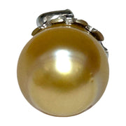 Iridescent 13.2 x 14.3mm Natural Rich Gold South Sea Pearl Pendant