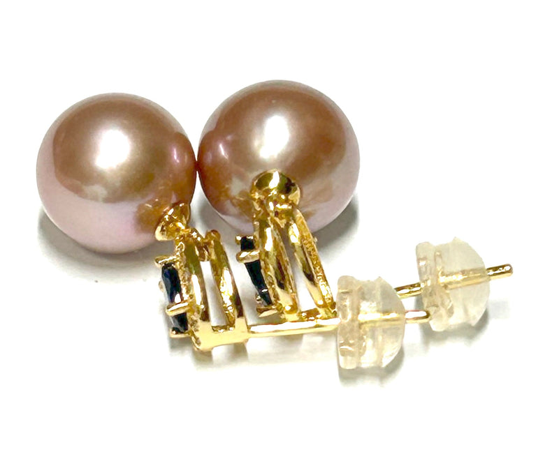 Unique 10mm Purple Pink Round Edison Cultured 5A Quality Pearl Earrings