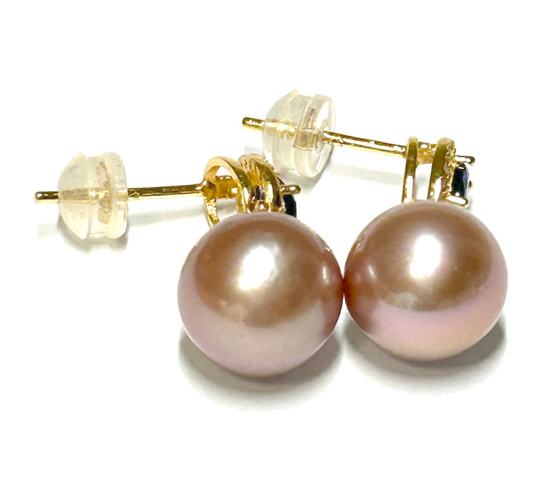 Unique 10mm Purple Pink Round Edison Cultured 5A Quality Pearl Earrings