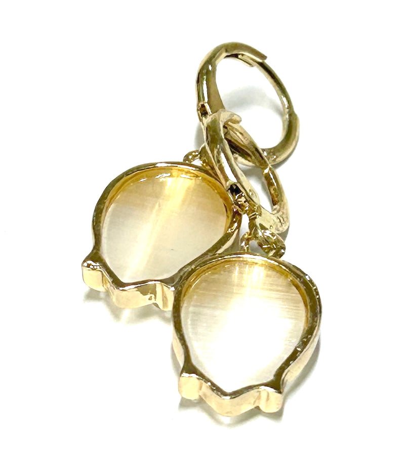 Tulip Silver 18K Gold Plated White Shell Pearl Austrian Crystals Earrings