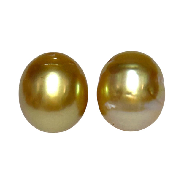 5A Luster A Pair 10.6 x 12.4mm 20.7 Carats Deep Gold South Sea Pearl