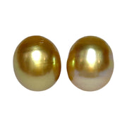 5A Luster A Pair 10.6 x 12.4mm 20.7 Carats Deep Gold South Sea Pearl