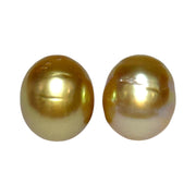 5A Luster A Pair 10.6 x 12.4mm 20.7 Carats Deep Gold South Sea Pearl