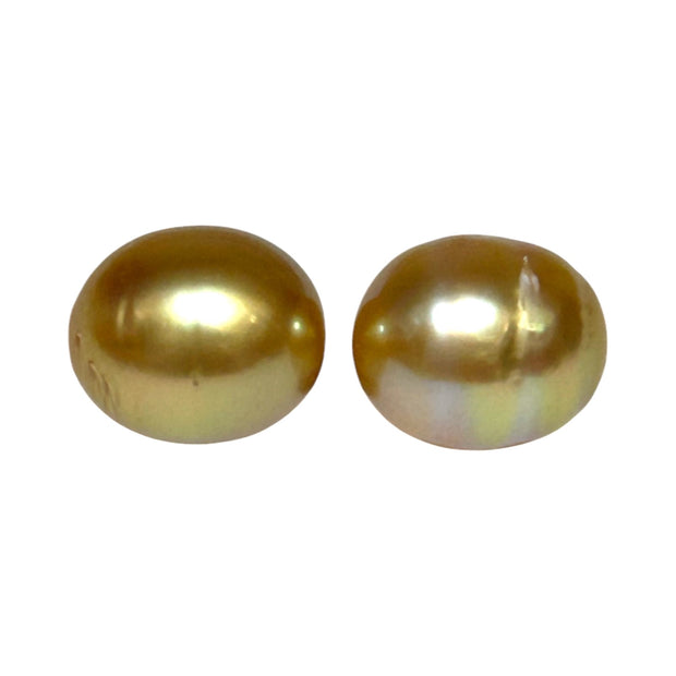 5A Luster A Pair 10.6 x 12.4mm 20.7 Carats Deep Gold South Sea Pearl