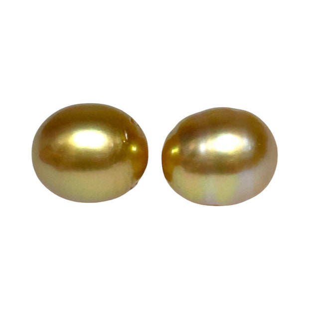 5A Luster A Pair 10.6 x 12.4mm 20.7 Carats Deep Gold South Sea Pearl