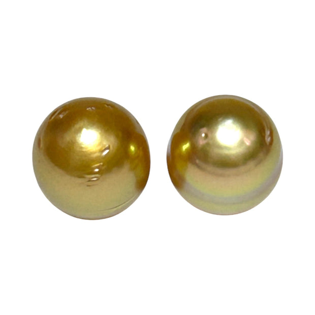 5A Luster A Pair 10.6 x 12.4mm 20.7 Carats Deep Gold South Sea Pearl