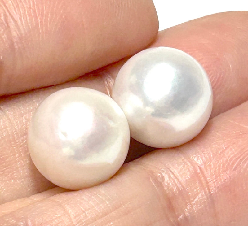 5A Huge A Pair 18.5 Carats 10.5 - 11mm White Round Edison Pearl Loose