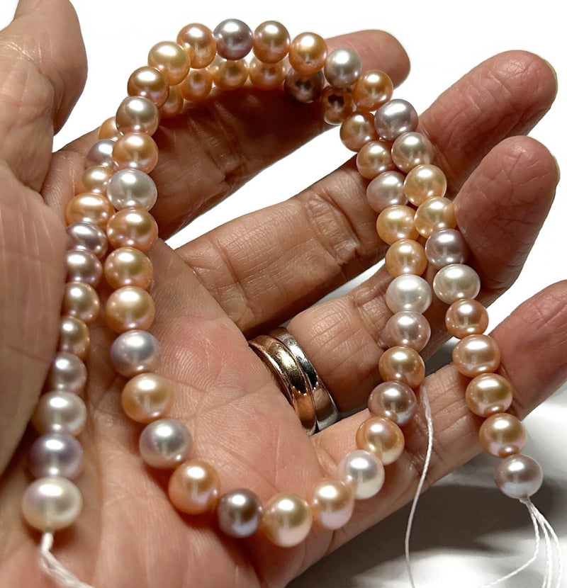 Top Quality Luster 6.5 - 7mm Round Multi Color Edison Pearl 16" Strand